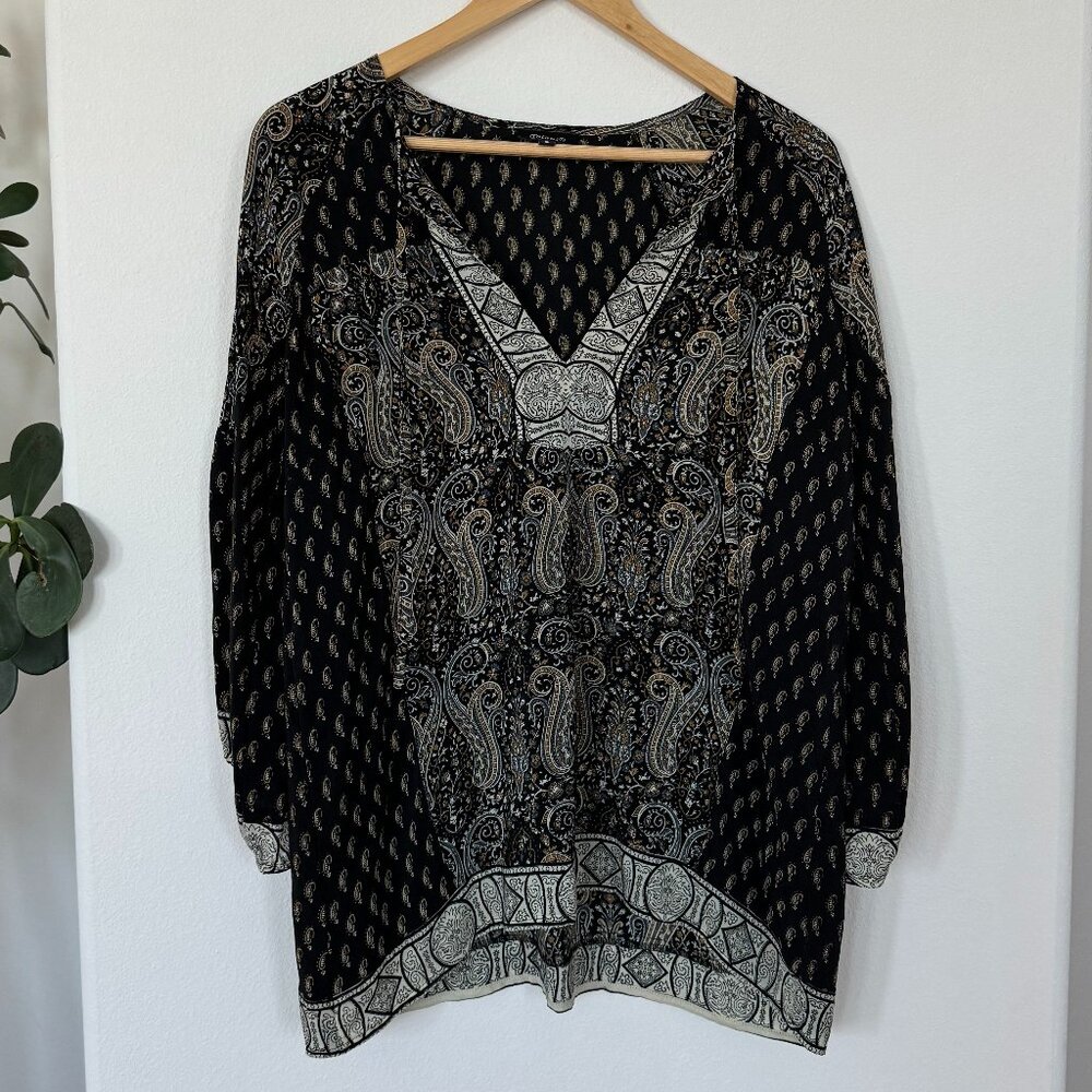 Tolani Paisley 100% Silk Anthropologie Peasant Blouse